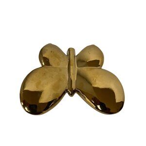 Gold-Tone Ceramic‎ Butterfly Sculpture Figurine 5 1/2" x 7 1/2